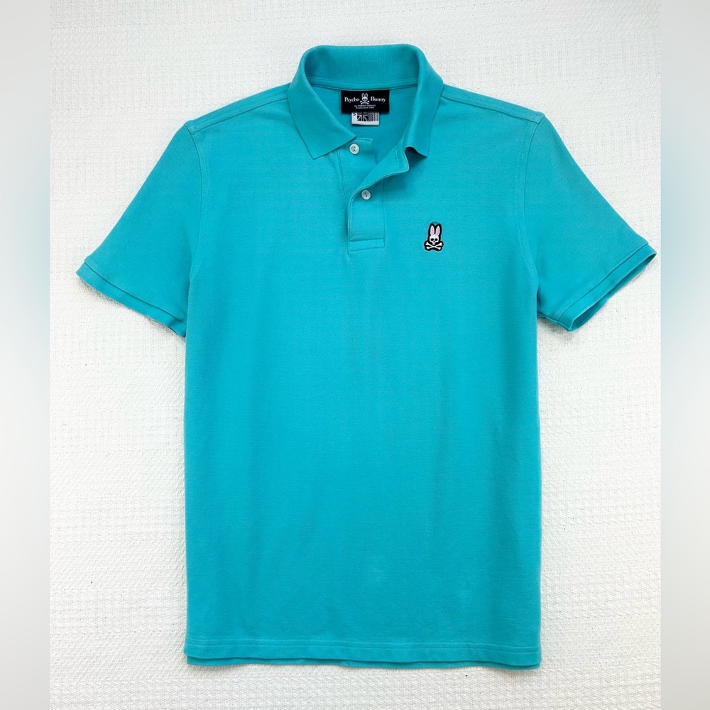 Psycho Bunny Shirt Men’s Classic Pique Polo Shirt Aquarius (Teal Blue) Size XS